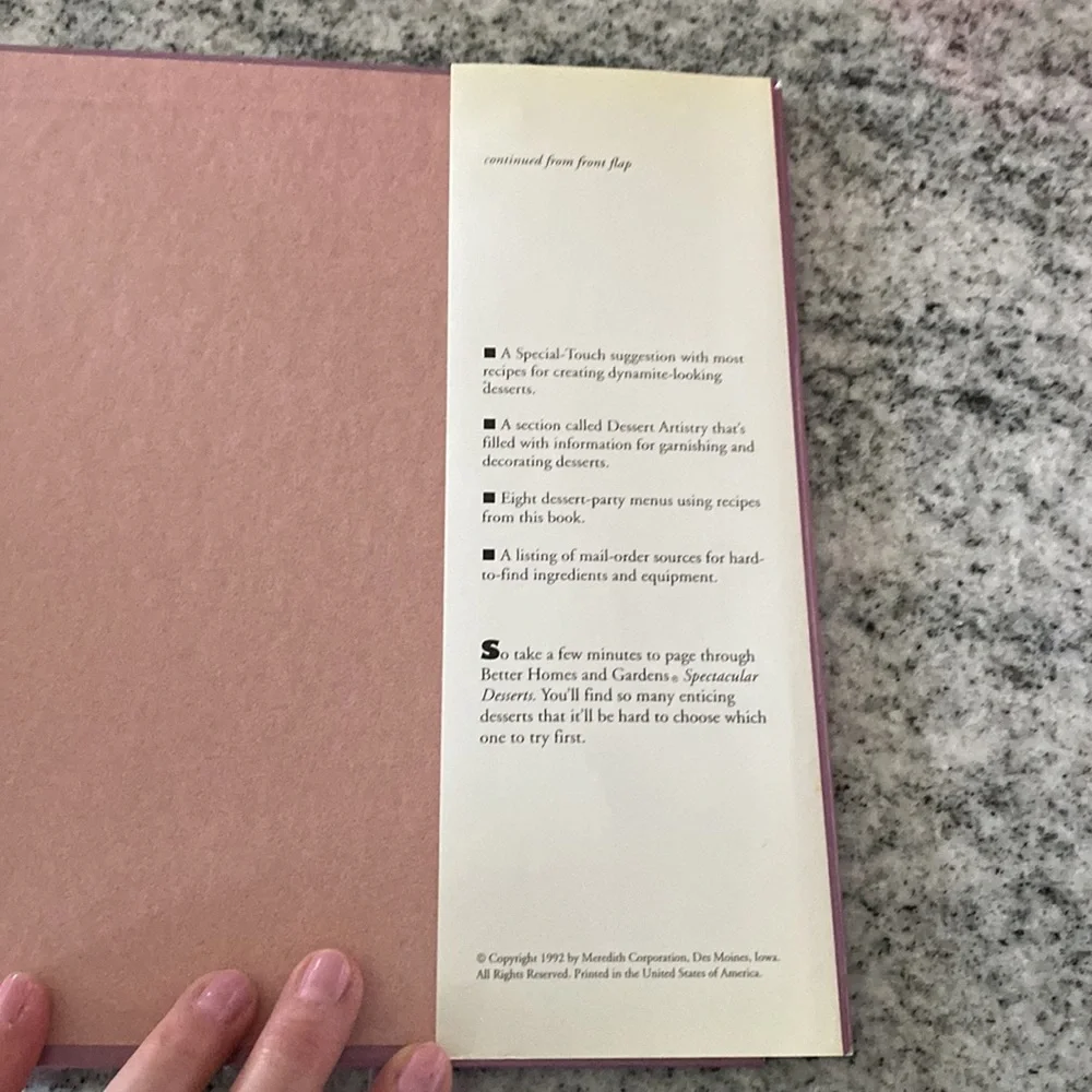 Vintage 1992 Better Homes And Gardens Spectacular Desserts Cookbook!